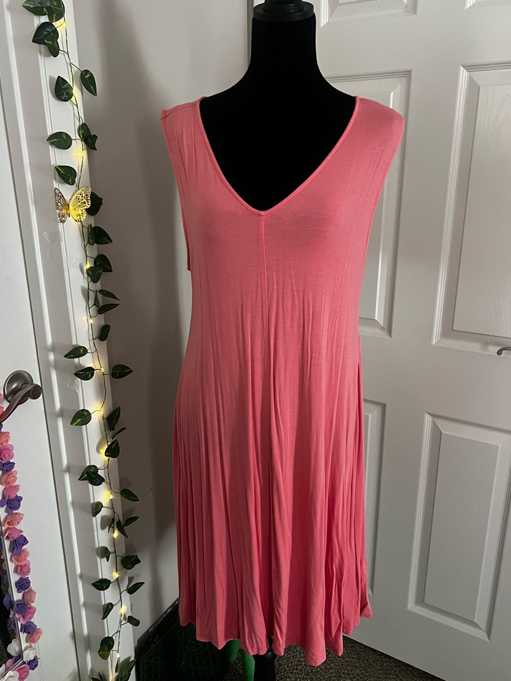 Style & Co. Coral Pink V-Neck Swing Dress